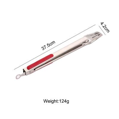 China 2022 Sustainable Hot Selling 9/12/14 Inch Stainless Steel Food Bread Tongs Red Color Self Locking BBQ Grill Tongs For Kitchen Use Ice Clip for sale