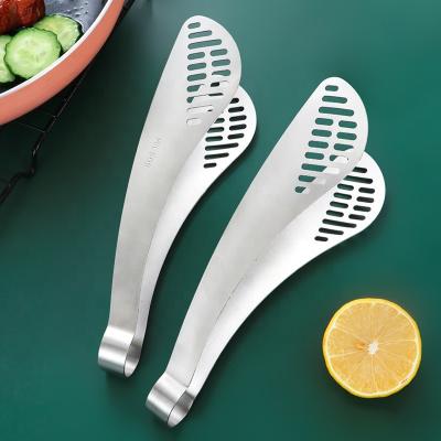 China Viable Hot Sale High Quality BBQ Kitchen Restaurant Use Bread BBQ Accessories Tongs 304 Stainless Steel Grill Steak Food Tongs for sale