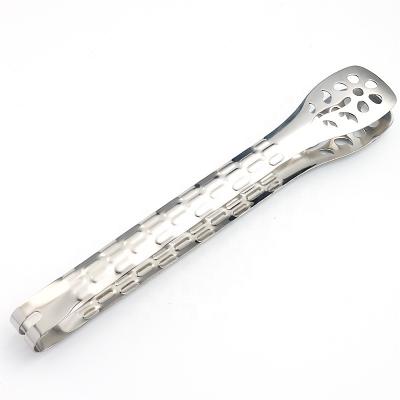 China Viable Nice Flower Design Widely Use BBQ Tongs Stainless Steel Grill Bread Food Fry Fish Tongs Serving Ice Clip for sale