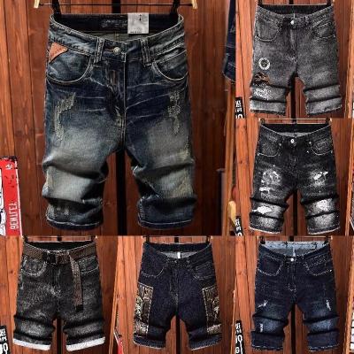 China Men's Slim Fit Breathable Casual Stretch Denim Shorts Washed Distressed Rolled Ripped Jean Shorts For Men for sale