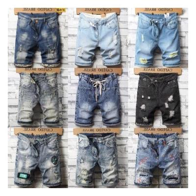 China Breathable Mens Ripped Short Jeans Distressed Classic Fit Denim Shorts Vintage Summer Pants for sale