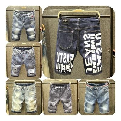 China Breathable Mens Denim Shorts Summer Ripped Design Slim Ripped Design Street Shorts Slim Fit Knee Length Pants for sale