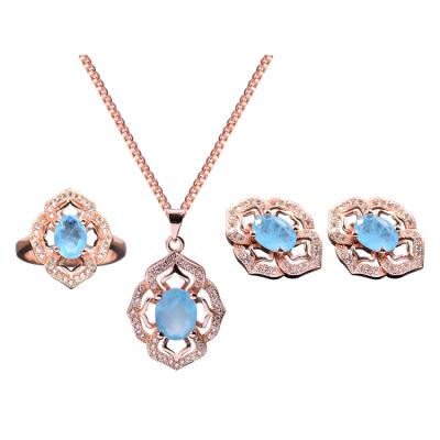 China CLASSIC fancy green blue crystal fusion ring earrings stone pendant jewelry set for woman for sale