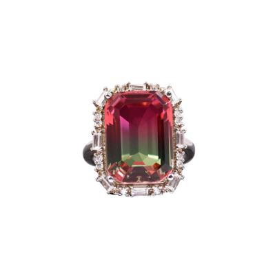 China 2021 New Design Ethnic Colorful Tourmaline Zircon Fusion Stone Jewelry Ring for sale