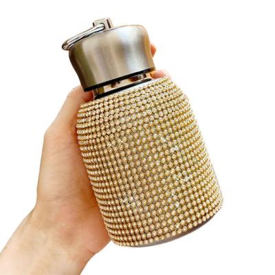 China Art Decor Outdoor Sports Travel Stainless Steel Rhinestone Bling Cups Diamond Vacuum Water Bottles for sale