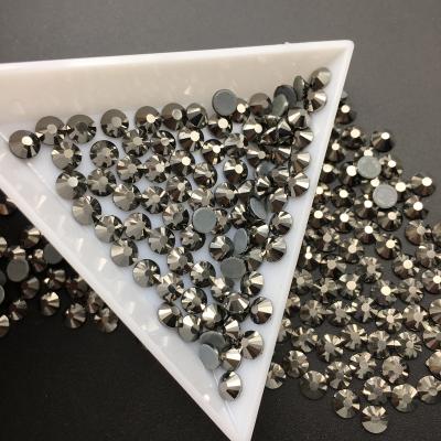 China New Color Flatback Jet Hematite ss30 Hot Fix Glass Flatback Hot Fake Stone For Rhinestone Bra for sale