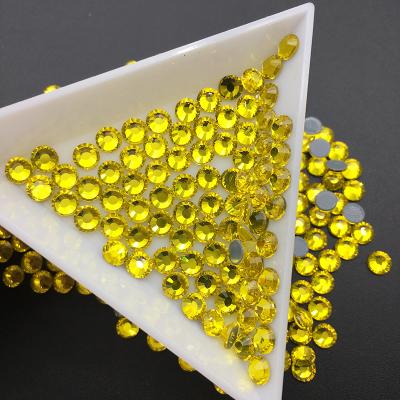 China High Quality Flat Back Hotfix Fake Stone ss16 Flatback Citrine Hot Fix Rhinestone for sale