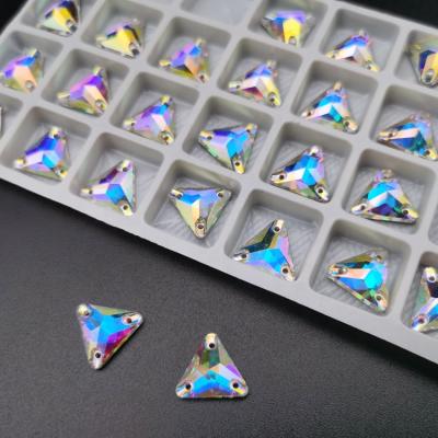 China Fancy Flatback Flatback Crystal Stone Sewing Clear ab Triangle Glass Rhinestones For Ballroom Dress for sale