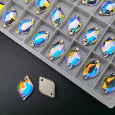 China High Quality Flatback Lemon Shape Sew On K9 Stones AB Glass Crystals For Clothing Decoration for sale