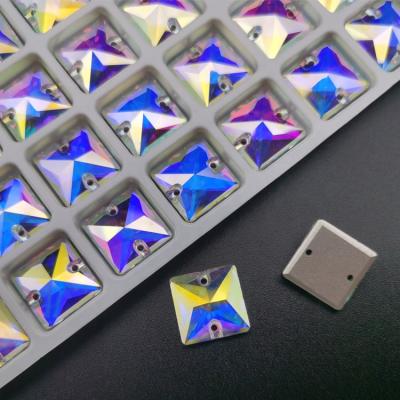 China Factory Direct Glass Stone K9 Flatback Square AB Sewing Crystal Rhinestone Flatback For Clothes for sale