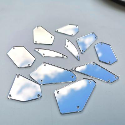 China Silver Acrylic Flatback Crystal Sew On Stones Flat Back Rhinestones Sew On Mirror For Dance Dress for sale