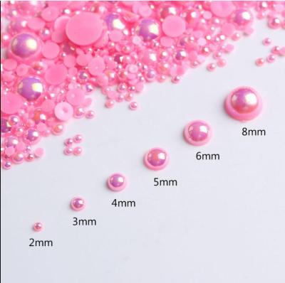 China Shiny Colorful Half Round Imitation Pearl AB 2mm Imitation Pearl Flat Back ABS Pearl Half For Nail Art for sale