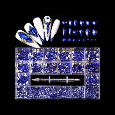 China Wholesale Non Hot-fix Rhinestone Nail Mixed To Shape Flat Back Rhinestones Nail Art Kit Rhinestone Crystal Box Set for sale