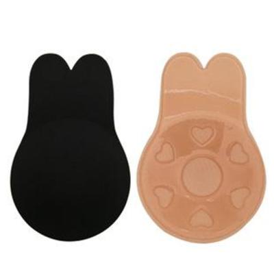 China Antibacterial Female Silicone Sticky Pies Backless Strapless Rabbit Ear Form Nipple Covers Bra Nipple Lift Covers for sale