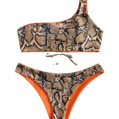 China 2021 New Design Anti-UV One Shoulder Women's Two-Piece Bikini Swimwear Swimwear for sale