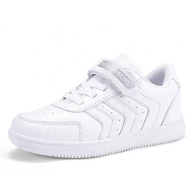 China Kids Flats Fashion Autumn PU Sports Shoes Boys Girls White Leather Sneakers for sale