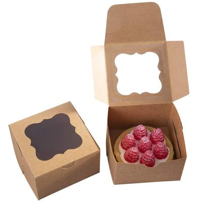 China Custom Recyclable Flip Cover And Portable Food Cake Paper Gift Box Wrapping Paper Cake Candy Box Packaging With Plastic for sale