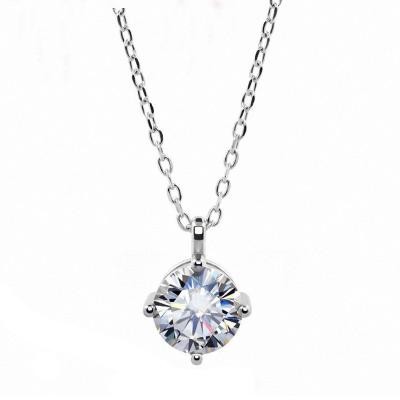 China FASHIONABLE Classic 925 Sterling Silver 18k Gold Plated Claw 4 Carat Gra Moissanite 0.5/1/2/3 vvs d Diamond Pendant Necklace for sale