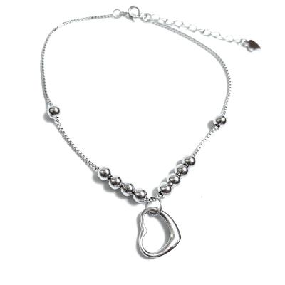 China Fashionable Wholesale Silver Gold Plated 925 18k Gold Plated Boutique Heart Shape Anklet For Girl for sale