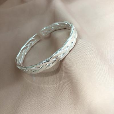 China FASHIONABLE Hot Sale Retro 999 Sterling Silver Adjustable Braided Cuff Bracelets Twisted Open Cuff Bracelets Bangles For Women for sale