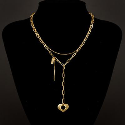 China 2022 Punk Fashion Gold Filled Jewelry Sweater Chain Choker Heart Pendant Necklace For Women for sale