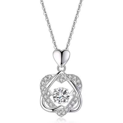 China TRENDY Silver S925 Gold Plated Heart Shaped Moissanite 0.4ct Diamond Dancing Pendant Necklace for sale