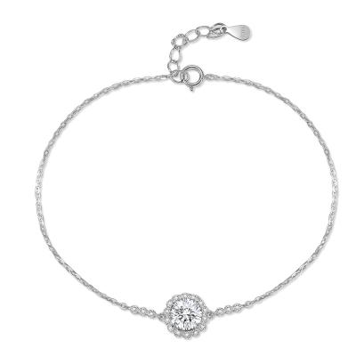 China FASHIONABLE Boutique 925 Silver 1ct D Rhodium Plated Color Flower Shape Moissanite Bracelet For Female for sale