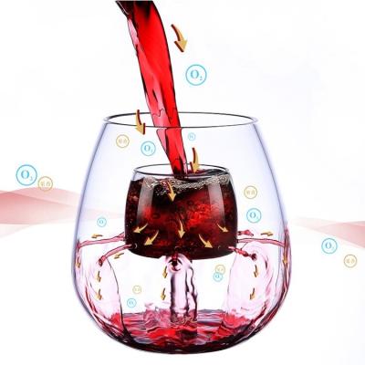 China Li Qing Shanghai Factory Wholesale Lead White Card Fountain Tumbler Glass Tumbler Wine Swollen Stemless Effect Shape GIFT BOX for sale