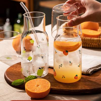 China Viable Creative Drinking Glass For One Person Cold Water Bottle Set Pot One Cup Water Glass Heat Resistant Cup for sale