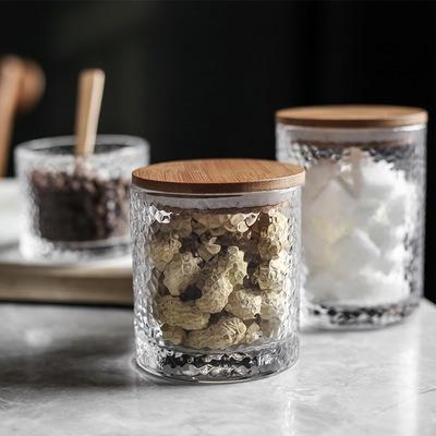 China Sustainable Storage Glass Jar Bamboo Lids For Storage Coffee Tea Food Spice Storage Container for sale