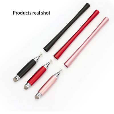 China Mobile phone two in one touch pen with mesh tip disc tip metal stylus pen for smart phone tablet for sale