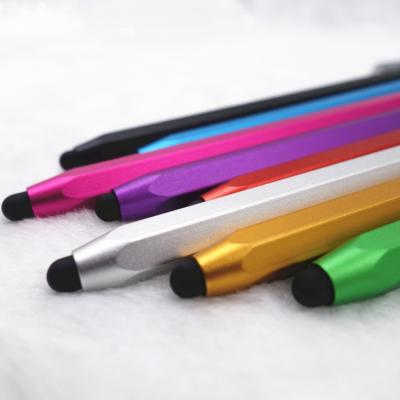 China Metal Body Hexagonal Aluminum Silicone Tip Stylus Touch Screen Conductive Rubber Pen for sale