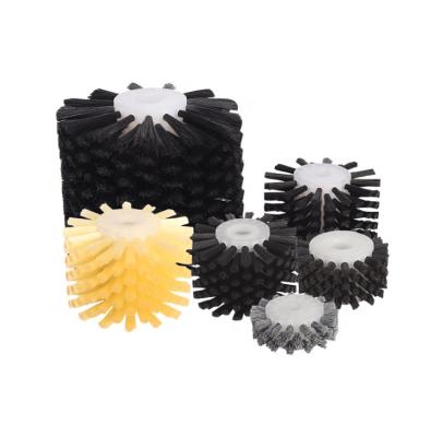 China Cleanging 120 Grit Abrasive Wire Wheel Brush Custom Shape Nylon Roller Brush for Wood Polishing Cleaning for sale