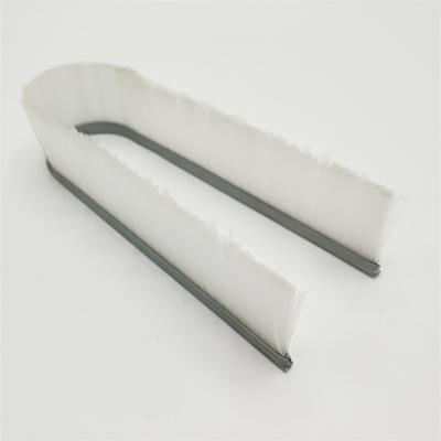 China Customized Sealing Metal Backed Fine 0.1mm White U-Shaped Soft Bristle Nylon Strip Brush For Sealing for sale