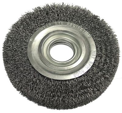 China Cleaning Crimped Wire No Shank Shaft Hole Mount Wire Rolls Brushes For Bench Grinders for sale