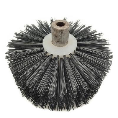 China Customized Industrial Roller Cleaning Brush Black Nylon Bristle Brush Wheel For Cleaning for sale