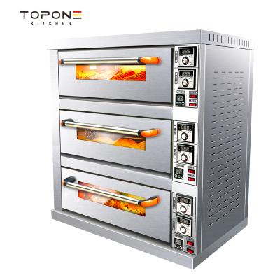 China TOPONEKITCHEN Electric Commercial Bakery Equipment Commercial Pizza Oven 3 Deck Bread Baking Machine for sale