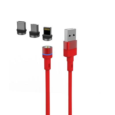 China Bestselling Fast Charging 1.2M Nylon Braided Multifunctional 3 in 1 Magnetic USB Charging Cable for Android Type C and LT for sale