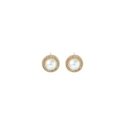 China 2021 TRENDY Style Women Round Bright Silver Gold S925 Needle Bead Girls Stud Earrings for sale