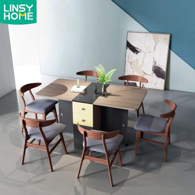 China Extendable Wooden Chairs and Foldable Modern Square Furniture Dining Table for sale