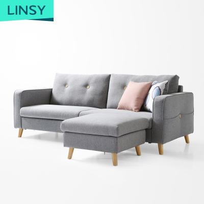 China Modern Modular Velvet Fabric Sofa Set Designs Gray Blue Living Room Furniture Corner Sofa for sale