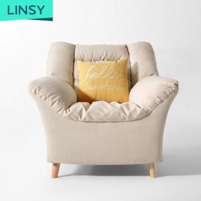 China (Other) Nordic Simple Lazy Sofa Chair Adjustable In The Bedroom Small Sofa For Girl Leisure Chair Living Room Furniture Modern Oak Wood Legs Fabric for sale