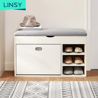 China Convertible Modern Wooden Seat Box Shoe Storage Linsy Nordic White Saves Space Living Shoe Cabinet Brown Furniture JS3N for sale