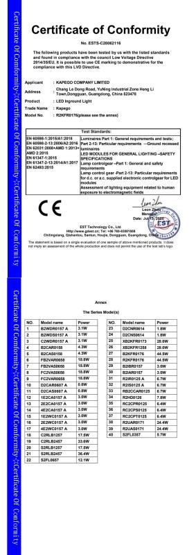 CE - Huizhou Lacelesty Lighting Co., Ltd.