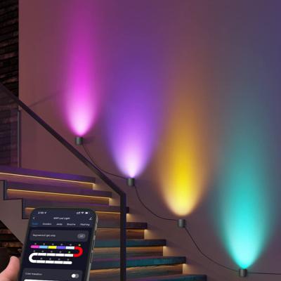 China Nordic Modern Minimalist Dimmable Decorative Smart Garden Wall Lamp Living Room RGB Rainbow LED Wall Lights for sale