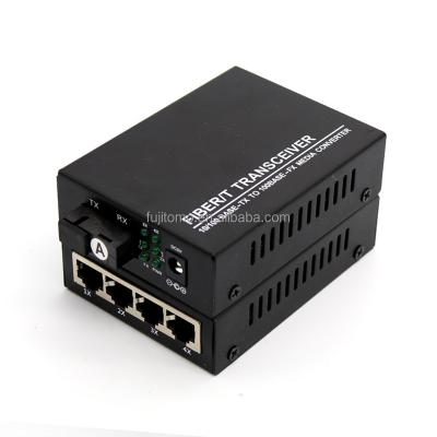 China FTTH Fiber Optic Media Converter 1fiber 4rj45 100base Media Converter 10/100M 1fo 4rj45 for sale