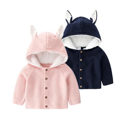 China Korean Style Anti-Shrink Baby Knitted Jacket Baby Bunny Hoodie Jacket for sale