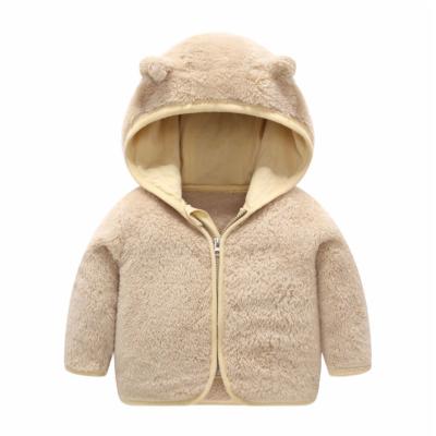 China Winter Baby Clothes Breathable Coral Fleece Hooded Jacket Girl Hoodie Padded Baby Jacket for sale