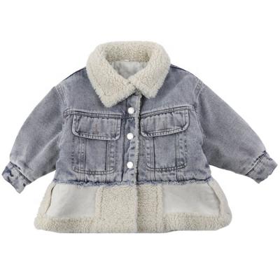 China Anti-Wrinkle Denim Jacket Babies Winter Clothes Warm Baby Mid Length Tops for sale