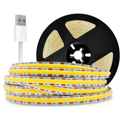 China Residential High Density Flexible 90CRI DC5V USB 2meters FCOB USB COB LED Light Strip for sale